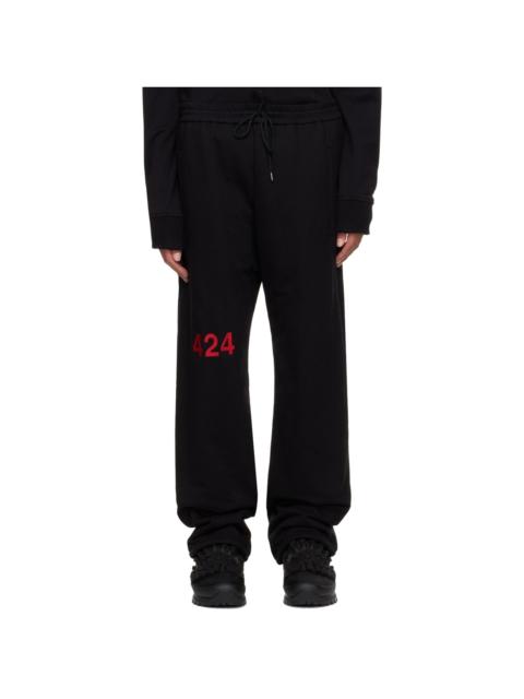 424 Black Embroidered Lounge Pants