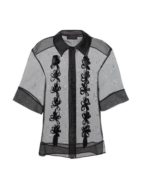 Simone Rocha Simone Rocha Sheer Daisy Ribbon Chain Boxy Shirt Black