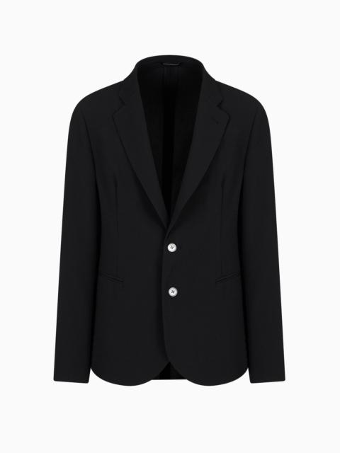 EMPORIO ARMANI Single-breasted jacket in micro-armure crêpe