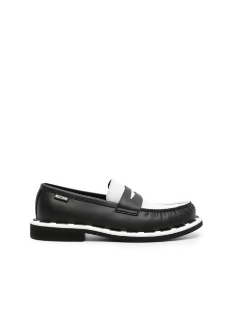 two-tone leather penny loafers