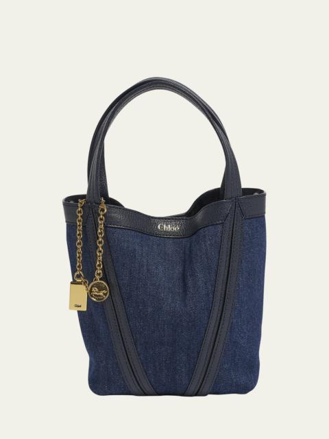 Chloé Spin Mini Bucket Tote Bag in Denim and Leather