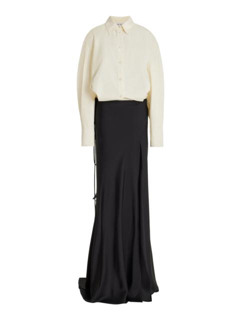 Button-Down Shirt Maxi Dress black/white