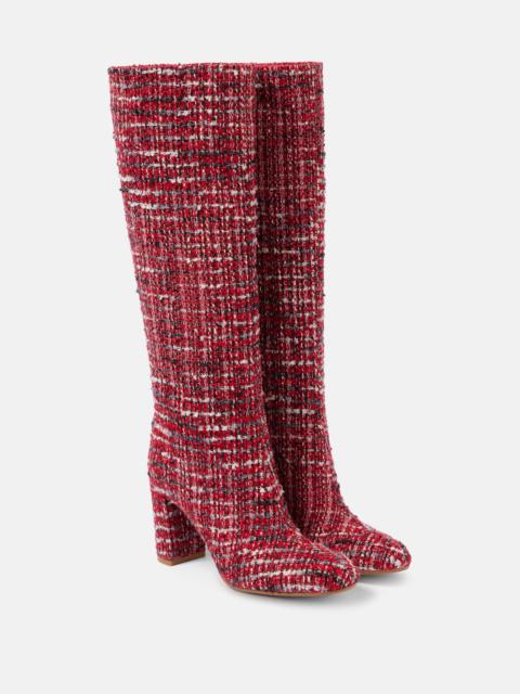 Bouclé knee-high boots