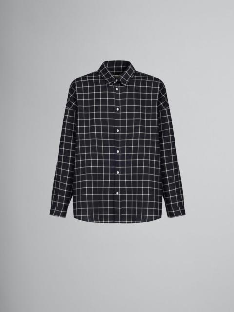 Marni BLACK WOOL LONG-SLEEVED SHIRT WITH CHECKED PATTERN