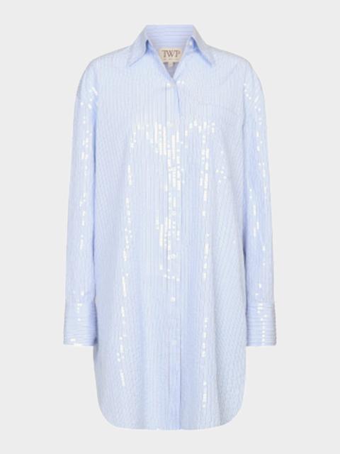 TWP Big Joe Sequined Striped Mini Shirtdress