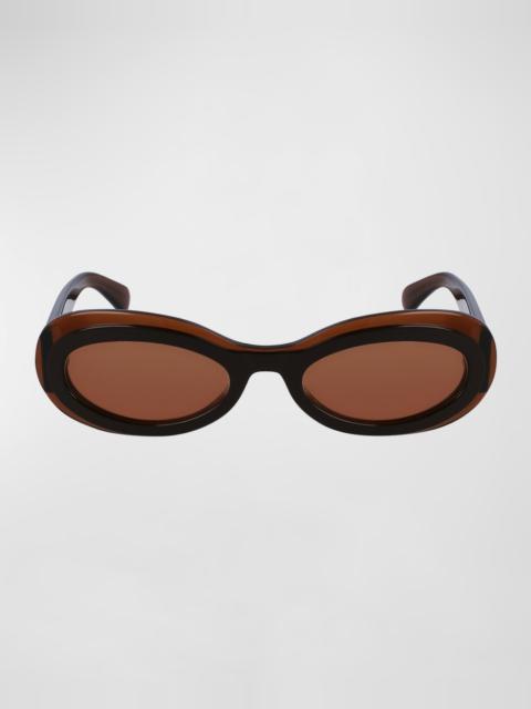 FERRAGAMO Classic Logo Acetate Oval Sunglasses