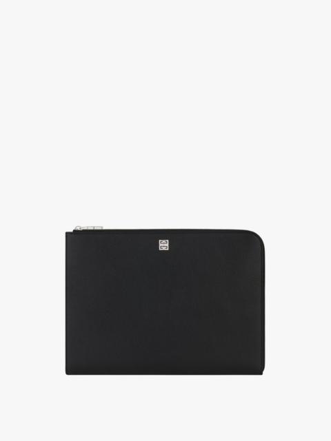LARGE GUSSET POUCH IN  GRAINED LEATHER