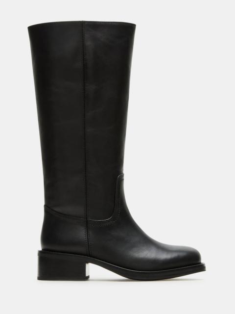 STEVE MADDEN RIGGS BLACK LEATHER WIDE CALF