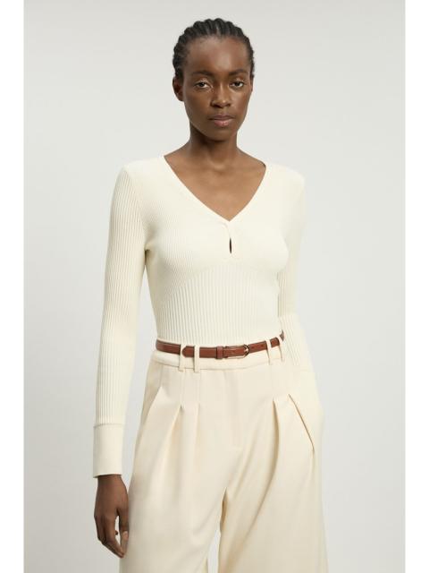 KAREN MILLEN Knit Pointelle Stitch Detail Top