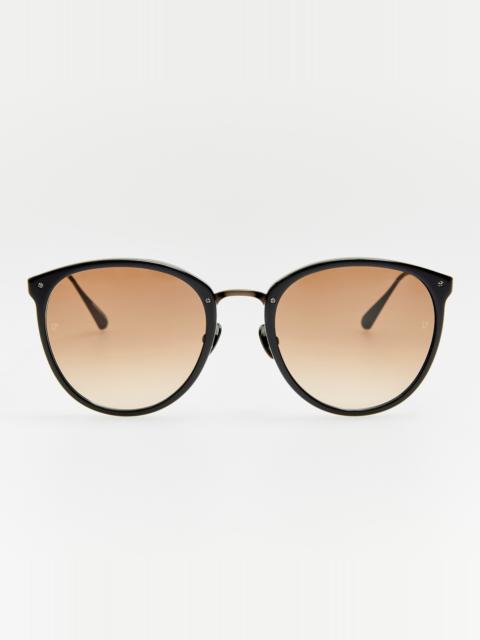 LINDA FARROW Calthorpe Sunglasses in Matt Nickel and Mocha