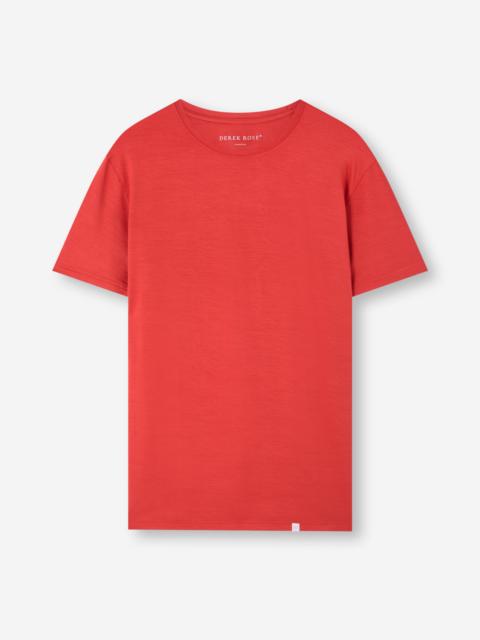Derek Rose Men's T-Shirt Basel Micro Modal Stretch Rich Red