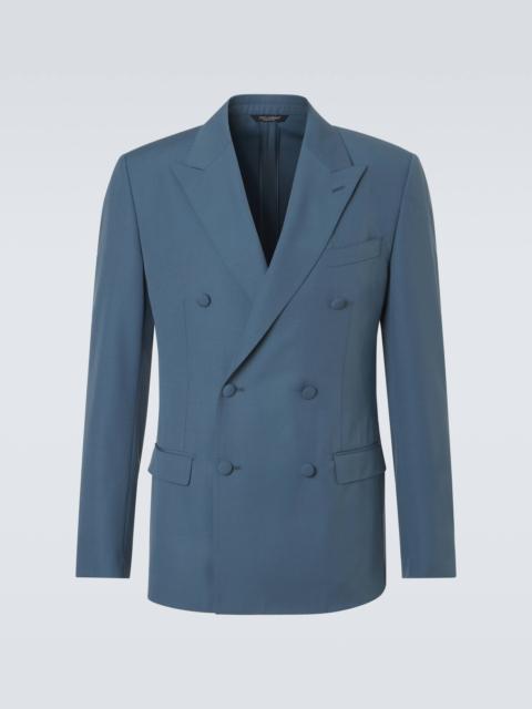 Dolce & Gabbana Double-breasted wool poplin suit jacket