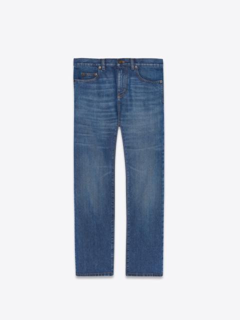 SAINT LAURENT authentic straight jeans in blue ink wash denim