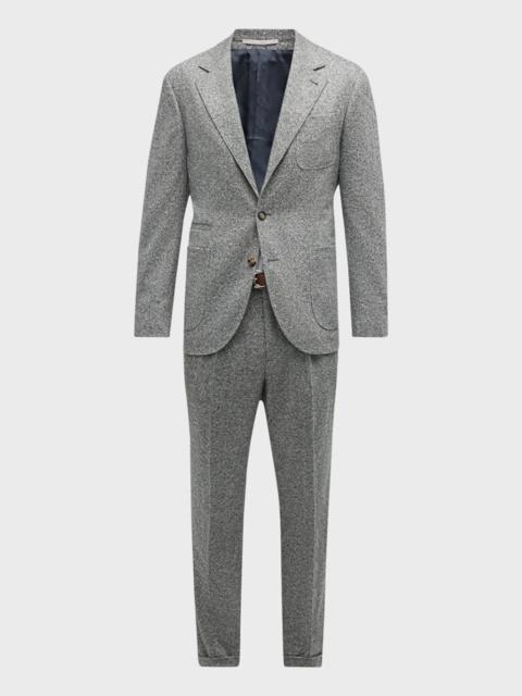 Brunello Cucinelli Men's Pleated Wool Donegal Suit