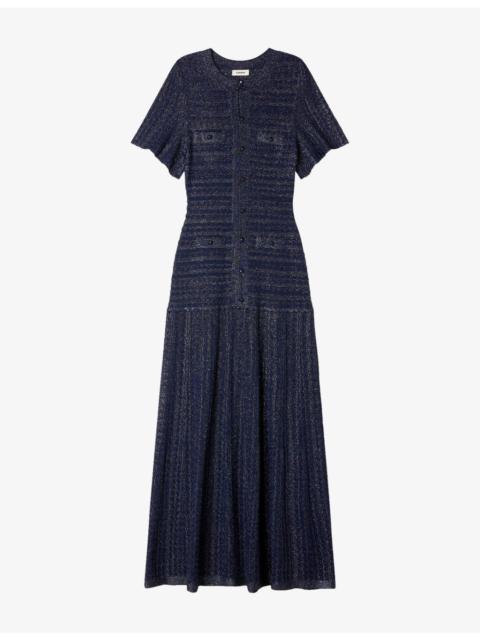 Sandro Rhinestone-Embellished Knitted Maxi Dress