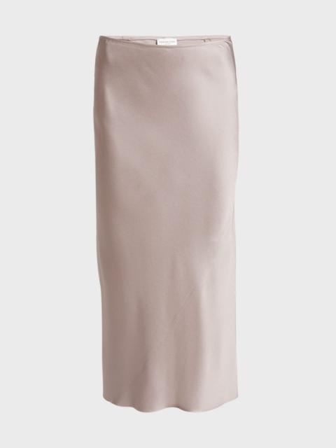 Sati Slit-Hem Satin Midi Skirt