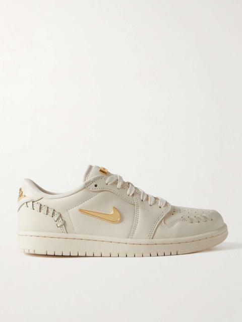 Jordan Air Jordan 1 Low embellished whipstitched textured-leather sneakers