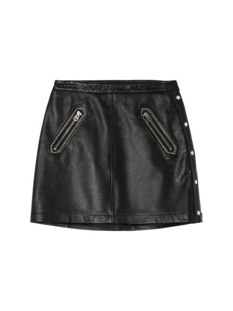 studded leather moto skirt