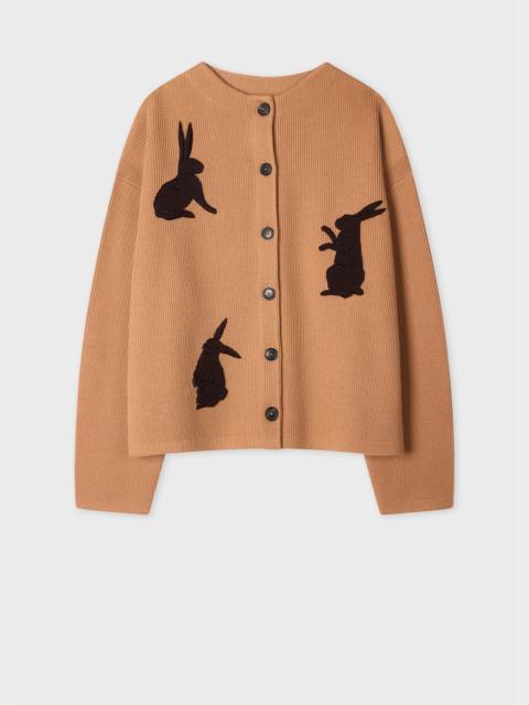 Paul Smith Women's Tan 'Rabbit' Embroidery Merino Wool Cardigan