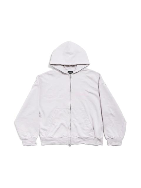 BALENCIAGA Men's Balenciaga Back Zip-up Hoodie Regular Fit in Dirty White/baby-pink