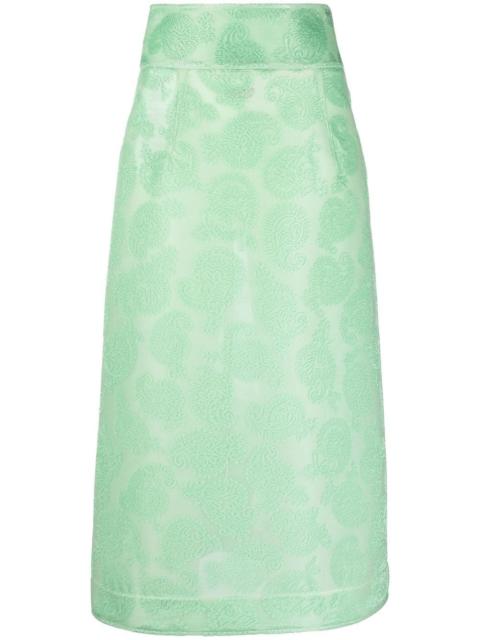 Jil Sander paisley pattern midi skirt