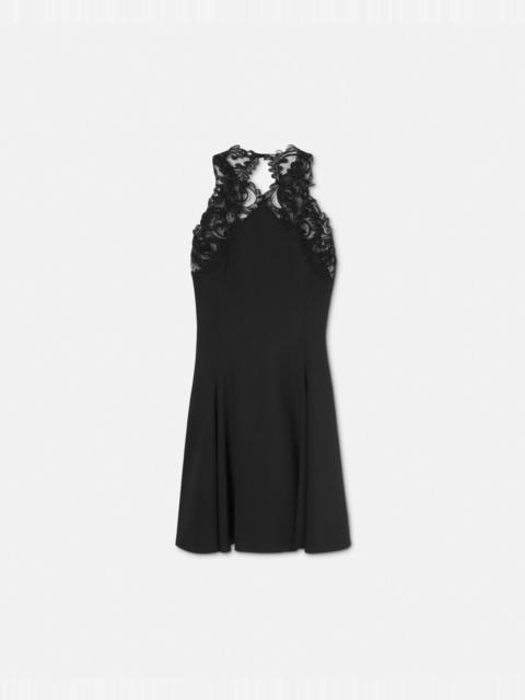 Barocco Lace Halterneck Mini Dress