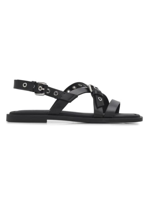 rag & bone Women's Harlow Grommet Leather Sandals - Black