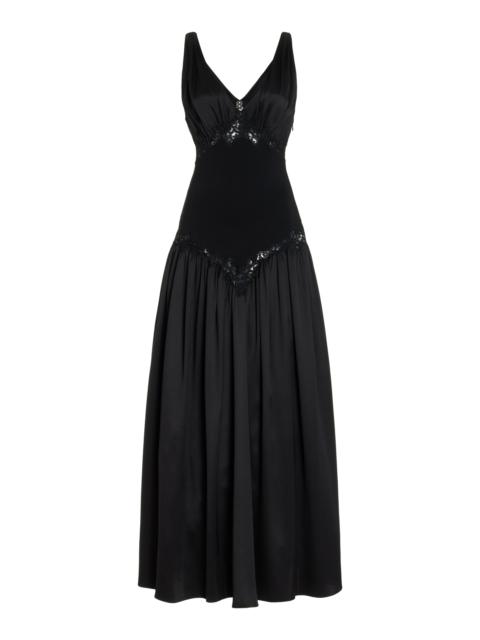GABRIELA HEARST Highland Lace Dress in Black Silk Satin