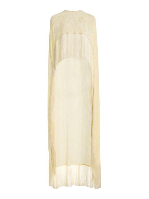 ANNA OCTOBER Bernice Fringed Crepe Cape yellow
