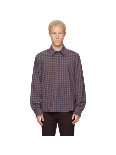 Marni Navy Checked Cotton Shirt