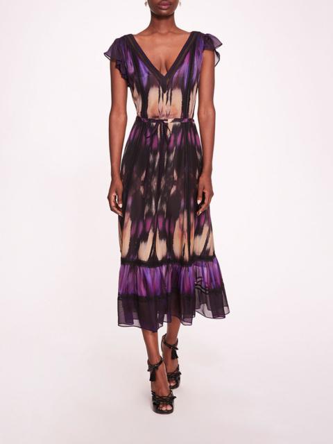 Marchesa ABSTRACT VISCOSE MIDI DRESS