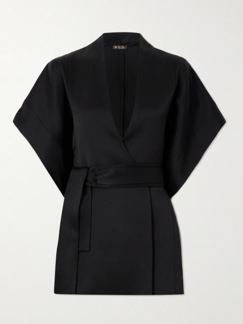 Loro Piana Martha Silk-satin Wrap Blouse