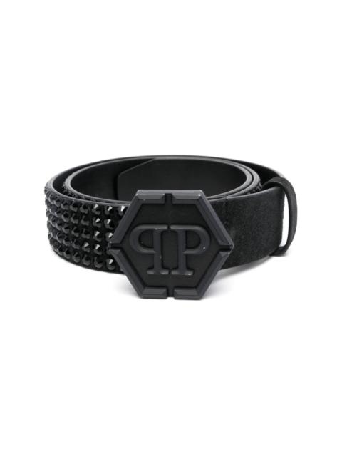 embossed-logo buckle belt