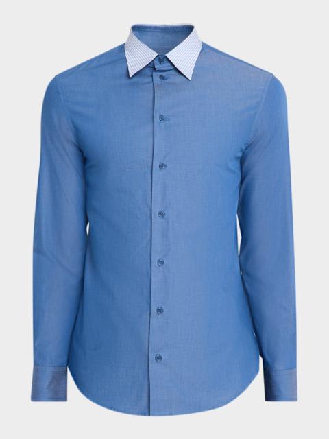 EMPORIO ARMANI Men's Contrast-Collar Polyester Sport Shirt