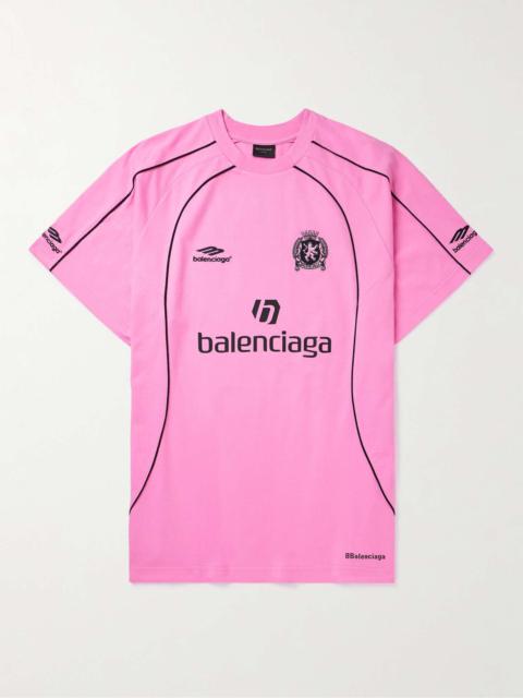 BALENCIAGA Oversized Embroidered Logo-Print Cotton-Jersey T-Shirt