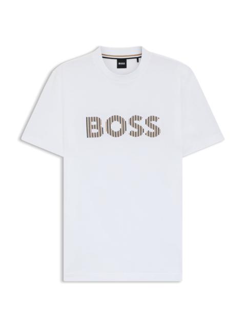 BOSS STRIPE-ARTWORK T-SHIRT IN COTTON JERSEY