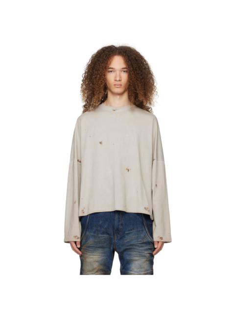 We11done Beige Faded Long Sleeve T-Shirt