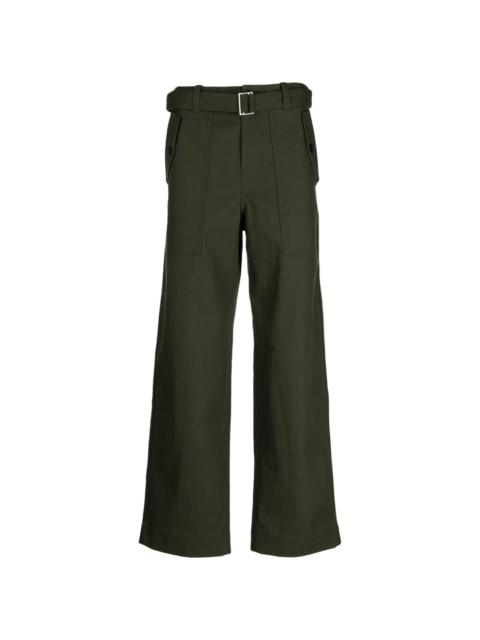 Maison Kitsuné belted-waist straight-leg trousers