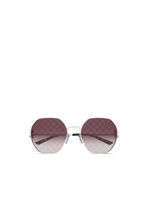 GUCCI geometric-frame logo sunglasses