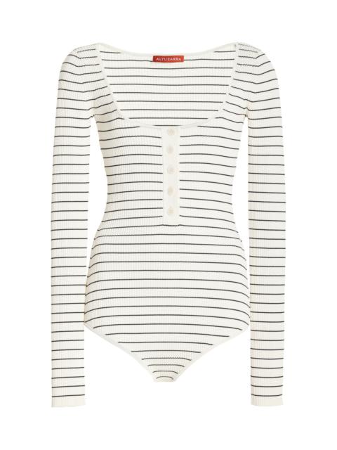Parley Striped Knit Bodysuit white