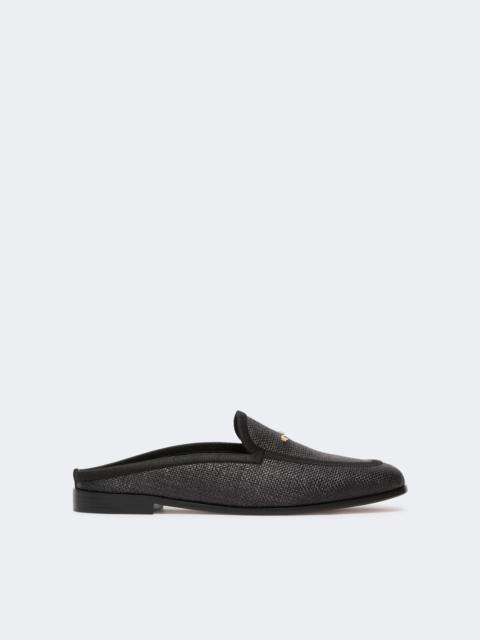 Max Mara Raffia-effect canvas mules - BLACK