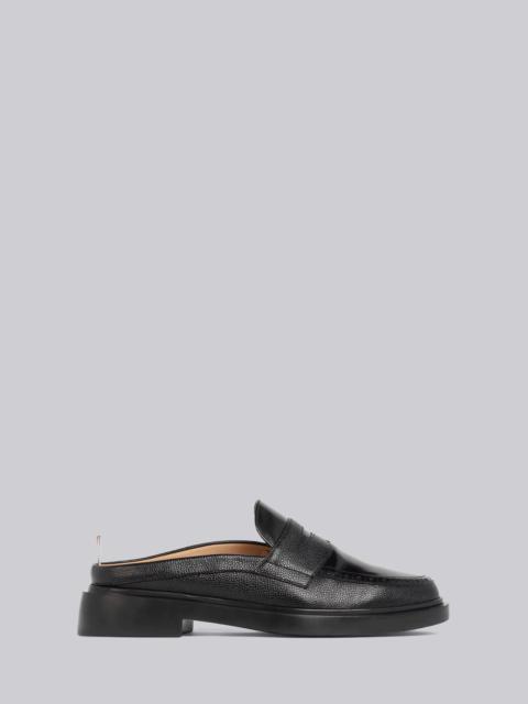 Thom Browne Black Pebbled Calfskin Penny Loafer Mule