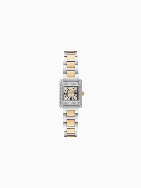 EMPORIO ARMANI TWO-HAND GOLD-TONE STAINLESS STEEL WATCH