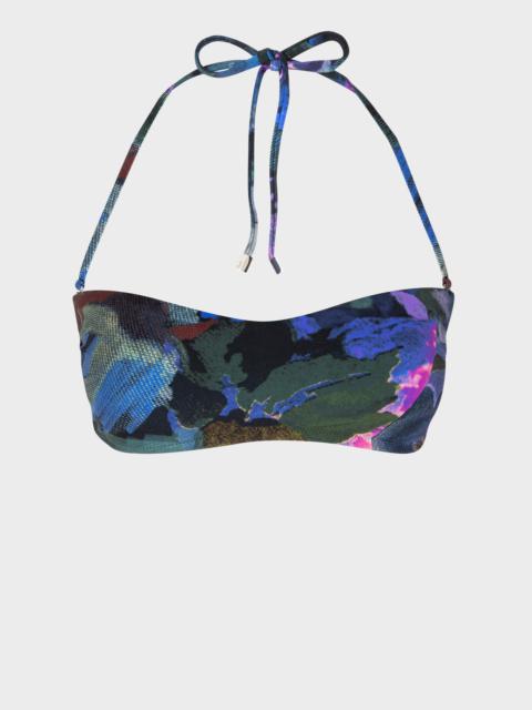 Paul Smith Navy 'Floral Collage' Bandeau Bikini Top