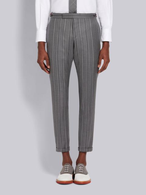 Thom Browne Medium Grey Wool Twill Suiting Alternating Stripe Low Rise Skinny Side Tab Trouser
