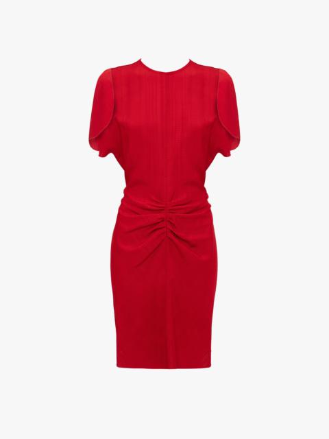 Victoria Beckham Exclusive Gathered Waist Mini Dress In Carmine