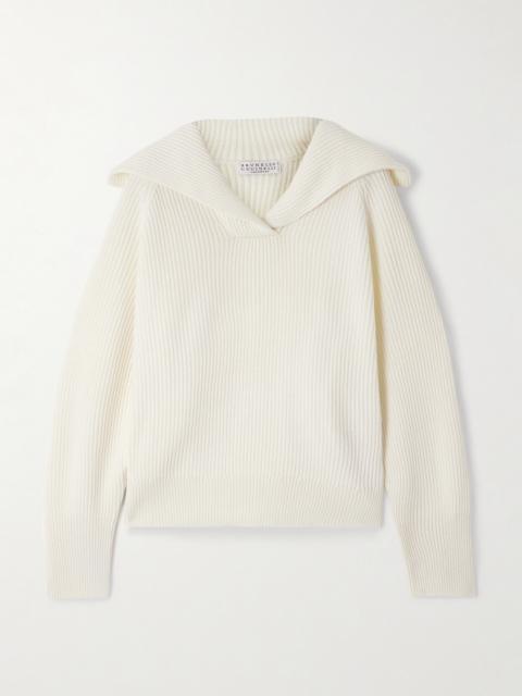 Brunello Cucinelli Ribbed Wool, Cashmere And Silk-blend Sweater