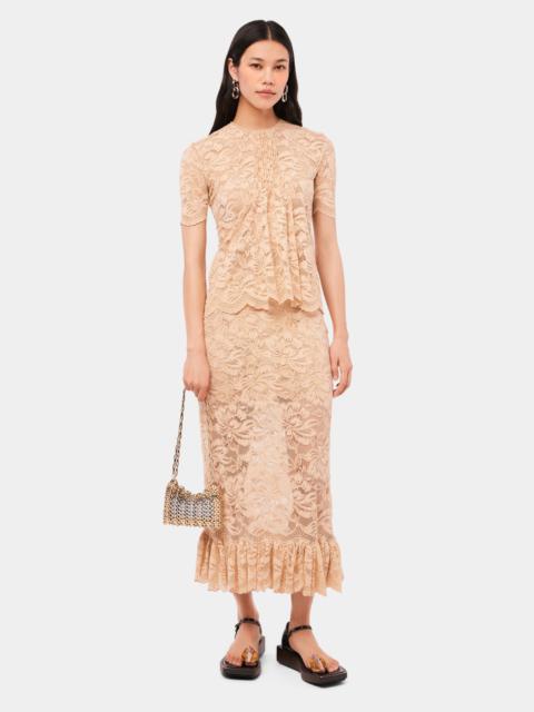 Paco Rabanne LONG RAFFIA COLORED SKIRT IN LACE