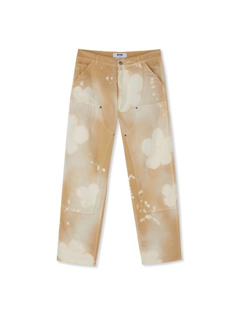 MSGM Workwear pants with tie-dye daisies