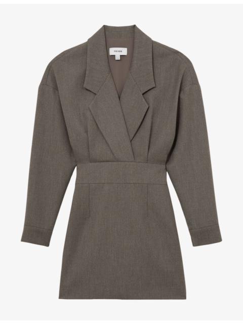 REISS Juno Notch-Lapel Woven Mini Dress